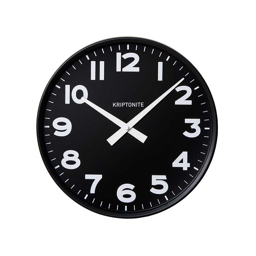 KRIPTONITE orologio da parete CLASSICO NERO (Ø 25 cm nero - Alluminio  anodizzato e vetro) 