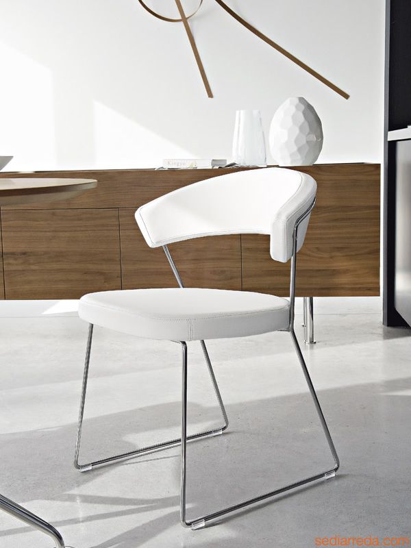 CB/1022 set and leather) NEW white leather optic structure, seat - CONNUBIA 2 chairs (chromed of Metal YORK