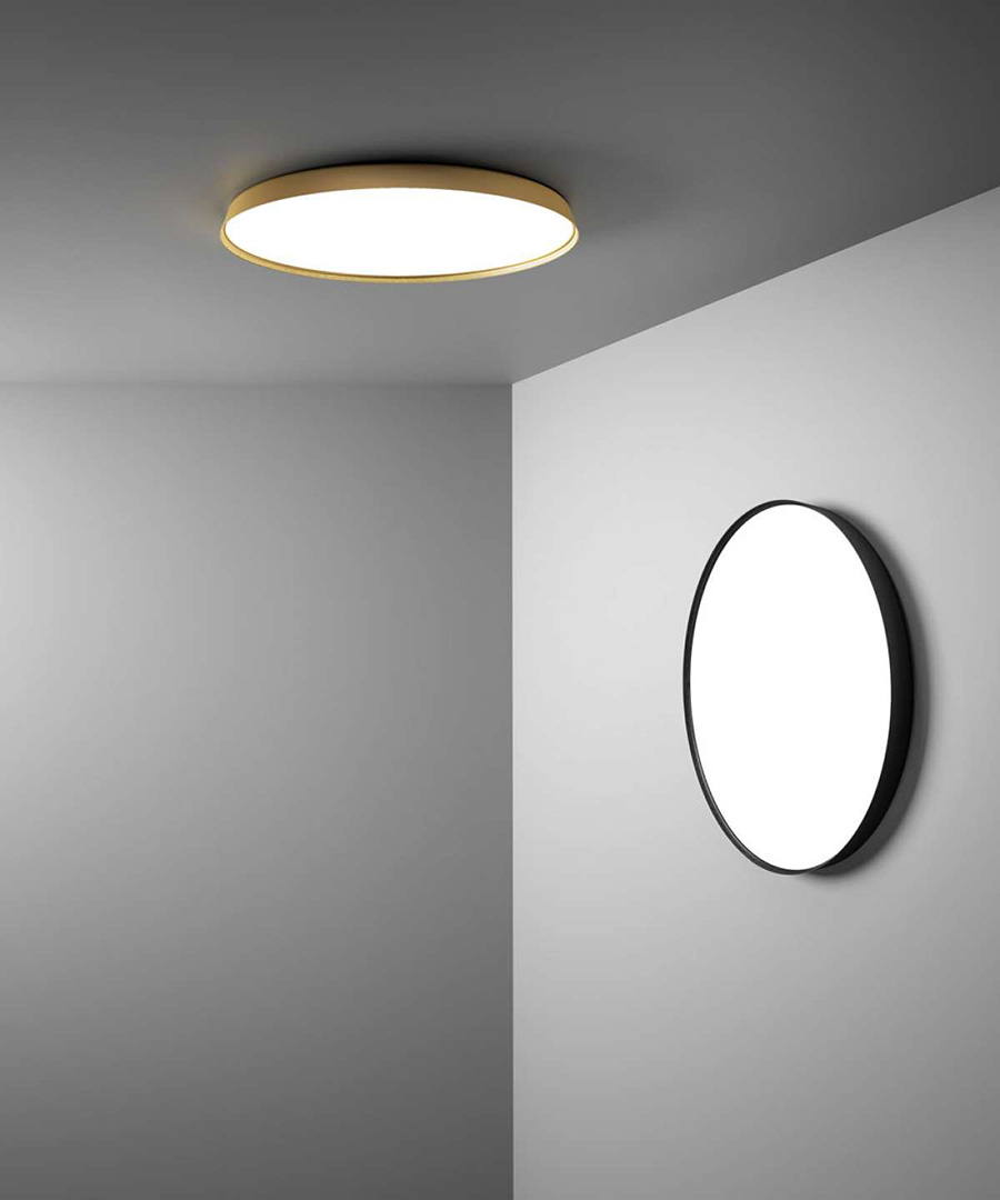 LUCEPLAN lampe murale applique ou lampe au plafond plafonnier COMPENDIUM  PLATE D81P (Laiton, 2700K - Aluminium) 
