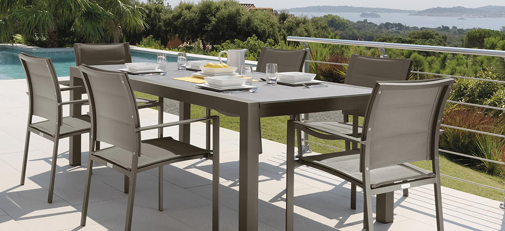 TALENTI tavolo allungabile 152-225 cm da esterni TOUCH Collezione  PiùTrentanove (White - Alluminio verniciato e vetro) 