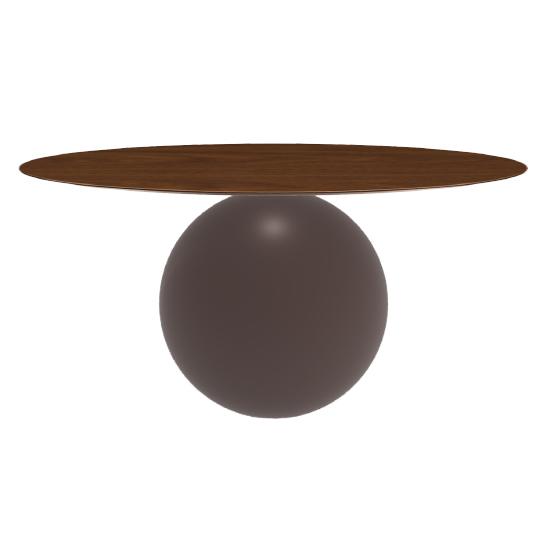 BONALDO tavolo rotondo CIRCUS Ø 160 cm base marrone opaco (Piano noce  americano - Metallo e legno) 