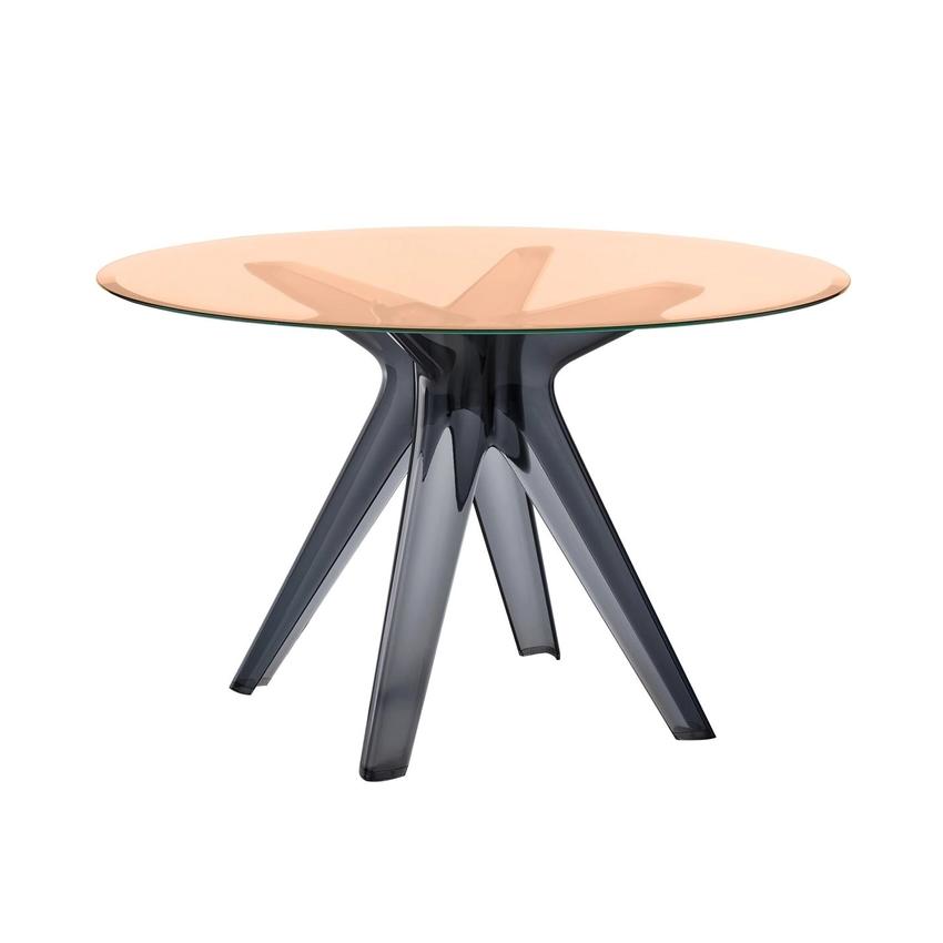 KARTELL table SIR GIO with round top (Pink / Smoked - Technopolymer base  and stratified crystal top) 